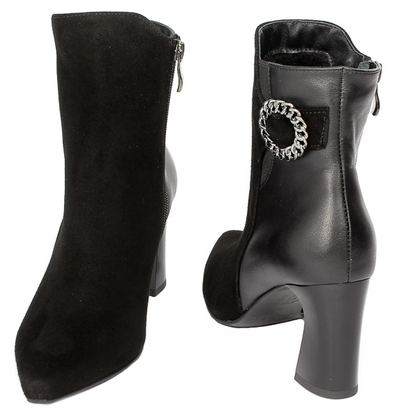 Botki Kotyl 1803 Czarne Zamsz+czarne Lico