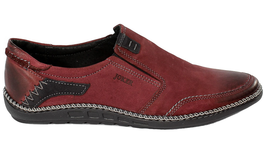 Półbuty Joker 888-2 Bordo Skóra