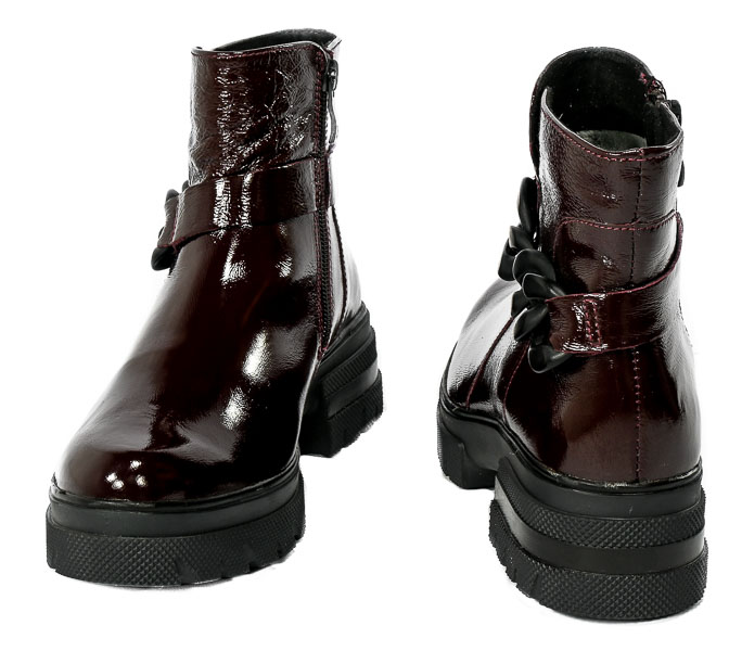 Botki Caprice 9-25413-29 520 Dk.Bordo Naplak Skóra