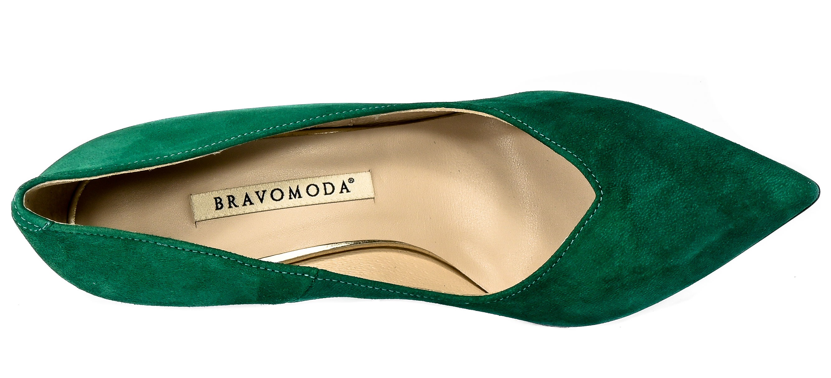 Szpilki Bravo Moda 1829 Green Zamsz Skóra naturalna