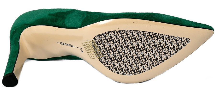 Szpilki Bravo Moda 1829 Green Zamsz Skóra naturalna