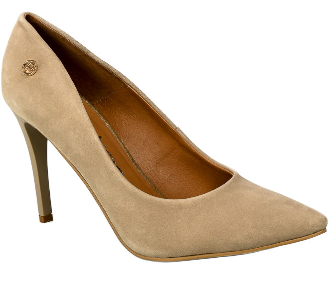 Szpilki Prestige 2112 Naturalny Zamsz Skóra