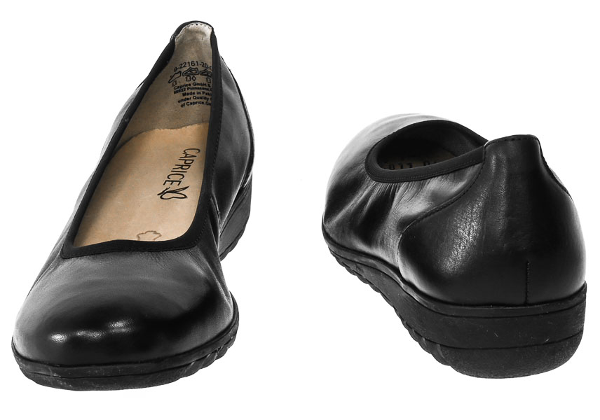 Baleriny Caprice 9-22161-20 022 Black Nappa Skóra