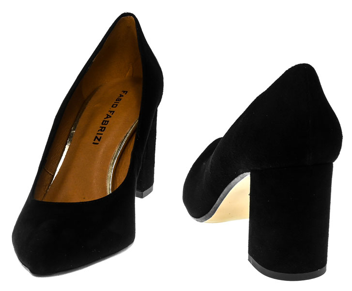 Czółenka Fabio Fabrizi 734N Czarny Zamsz Skóra