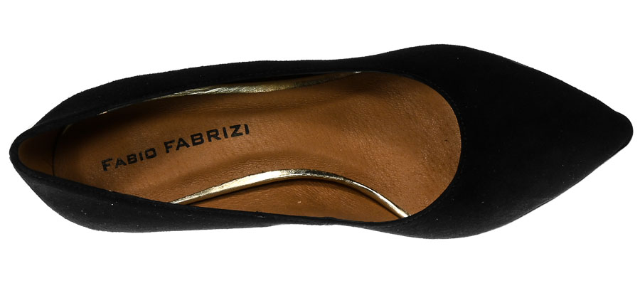 Czółenka Fabio Fabrizi 734N Czarny Zamsz Skóra