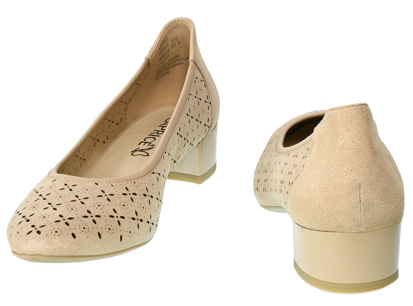 Czółenka Caprice 9-22501-28 366 Sand Sparkle Skóra_TN