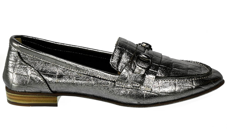 Półbuty Emi Romani 388-2017 Pewter Croco Srebro Skóra_TN