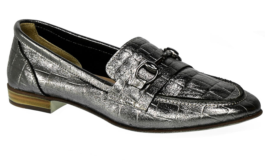 Półbuty Emi Romani 388-2017 Pewter Croco Srebro Skóra_TN
