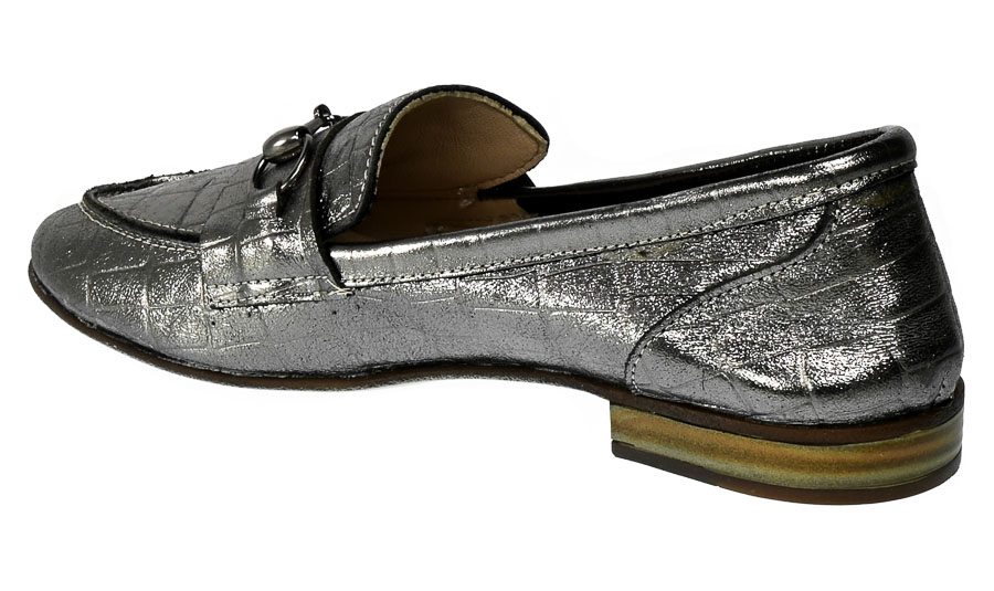 Półbuty Emi Romani 388-2017 Pewter Croco Srebro Skóra_TN