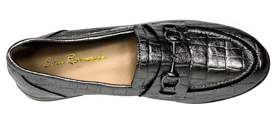 Półbuty Emi Romani 388-2017 Pewter Croco Srebro Skóra_TN