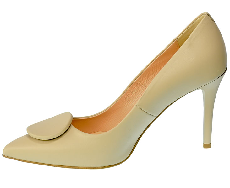 Eleganckie Skórzane Szpilki Uncome 36001 Beige Nude