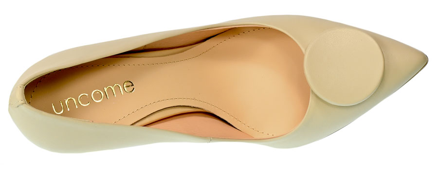 Eleganckie Skórzane Szpilki Uncome 36001 Beige Nude