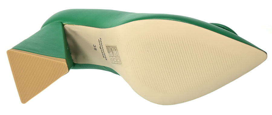 Czółenka skórzane na designerskim obcasie Uncome 36003 Verda