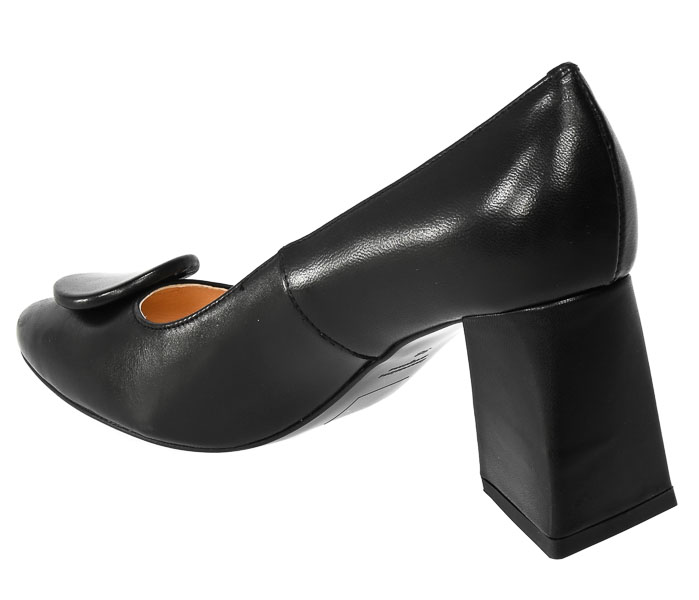 Skórzane Czółenka na Designerskim Obcasie Uncome 36011 Capra Nero