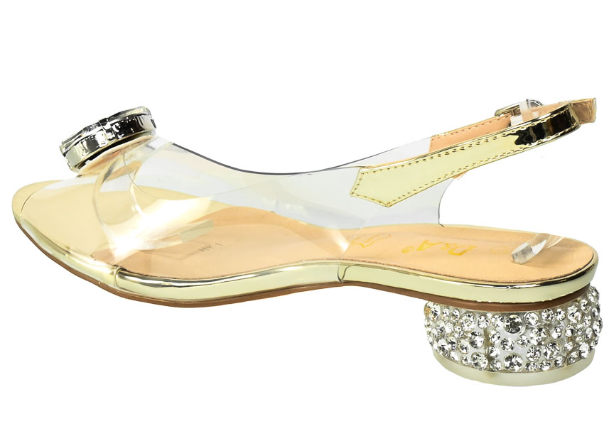 Złote Sandały S.Barski Eleganckie Buty na Obcasie MR-HY-1