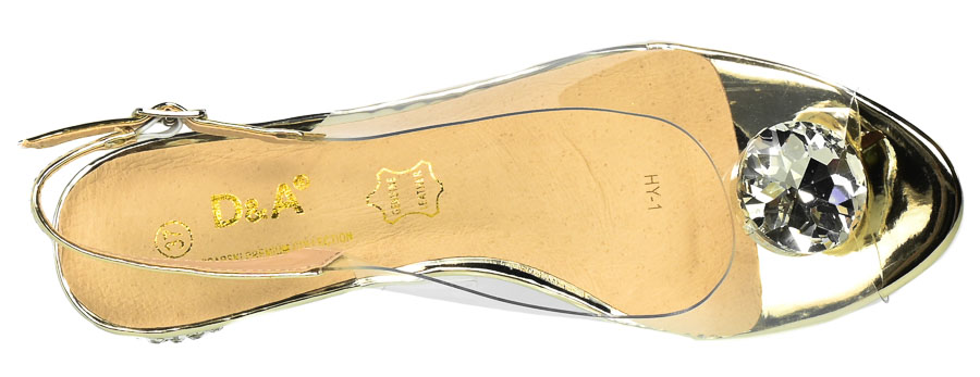 Złote Sandały S.Barski Eleganckie Buty na Obcasie MR-HY-1
