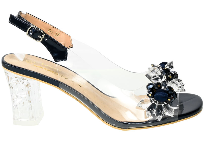 Granatowe Stylowe Sandały S.Barski Eleganckie Buty  MR-D1