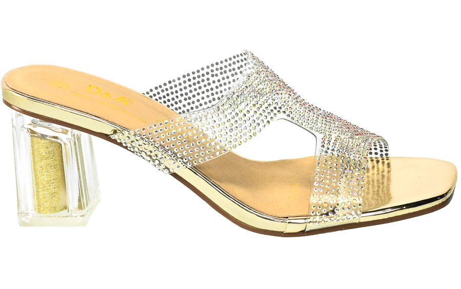 Złote Stylowe Klapki S.Barski Eleganckie Buty  MR-MAR 12