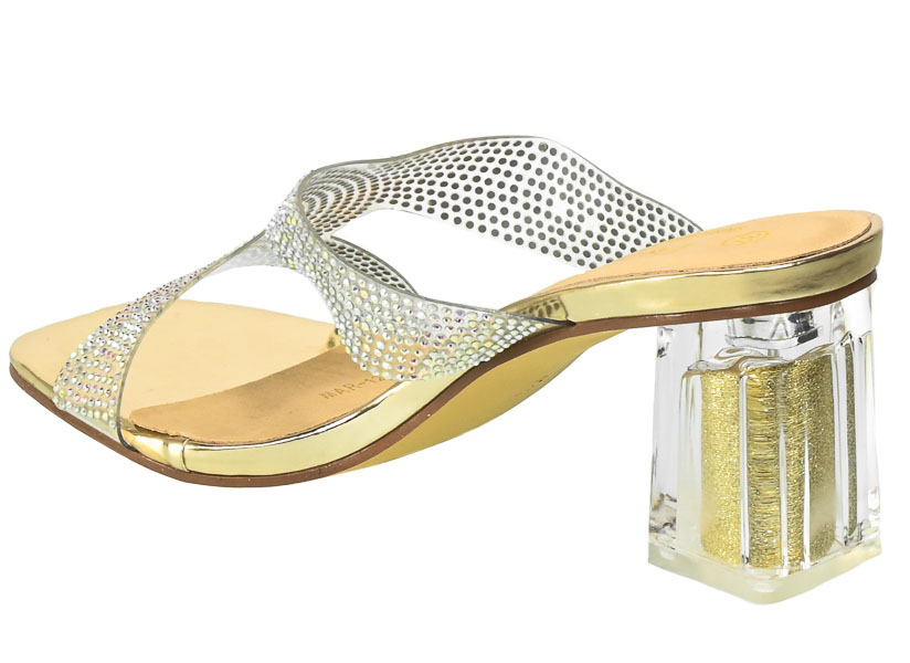 Złote Stylowe Klapki S.Barski Eleganckie Buty  MR-MAR 12