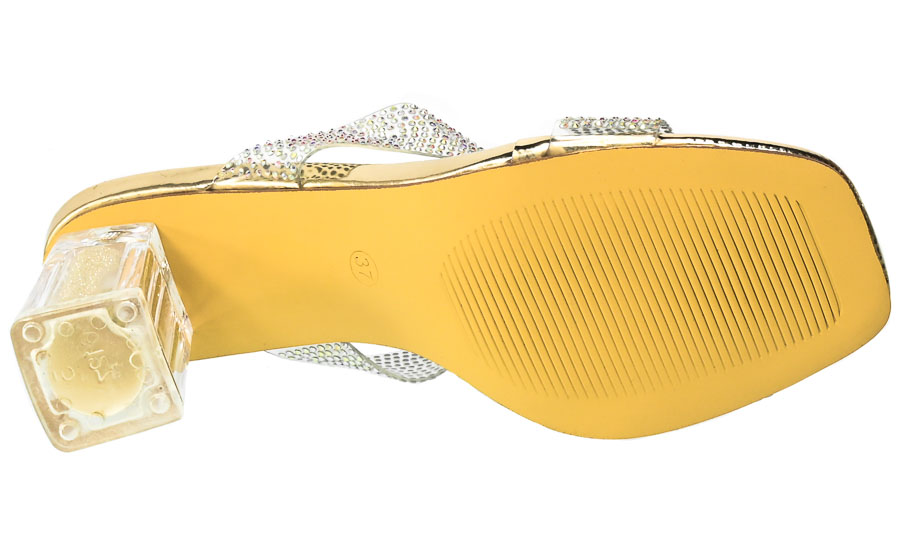 Złote Stylowe Klapki S.Barski Eleganckie Buty  MR-MAR 12