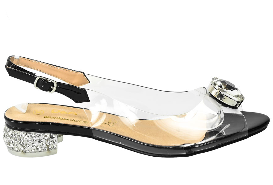 Czarne Sandały S.Barski Eleganckie Buty na Obcasie MR-HY-1