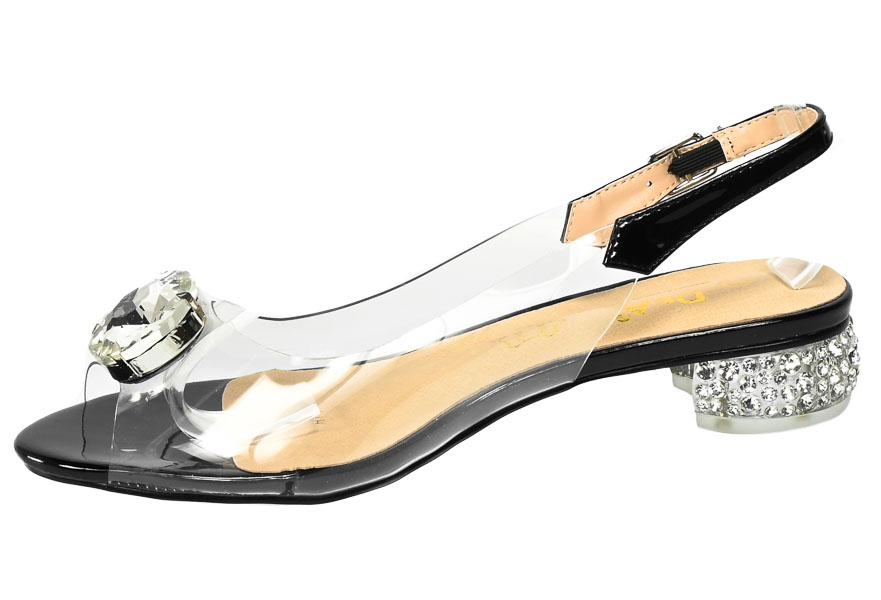 Czarne Sandały S.Barski Eleganckie Buty na Obcasie MR-HY-1