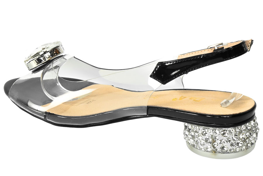 Czarne Sandały S.Barski Eleganckie Buty na Obcasie MR-HY-1
