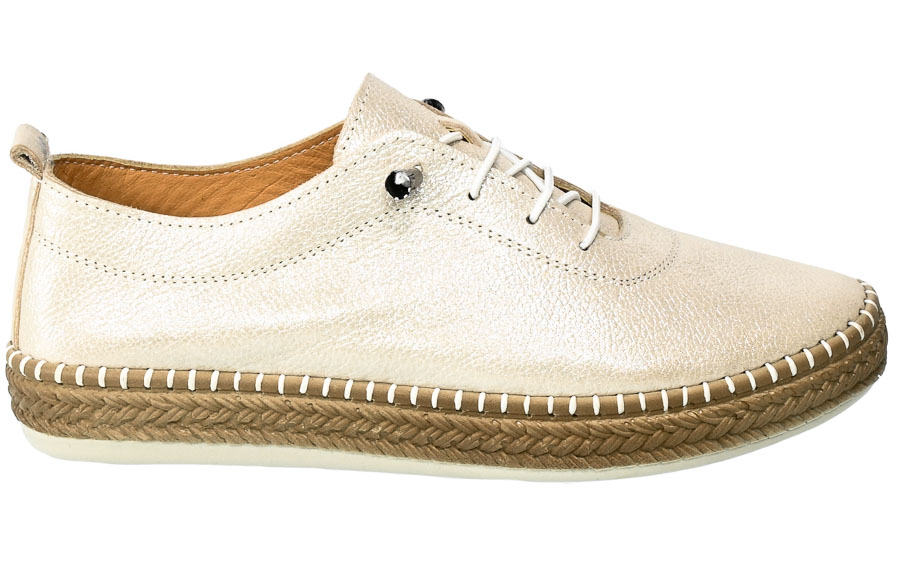 Beżowe Wygodne Skórzane Espadryle  Loretta Vitale 765 