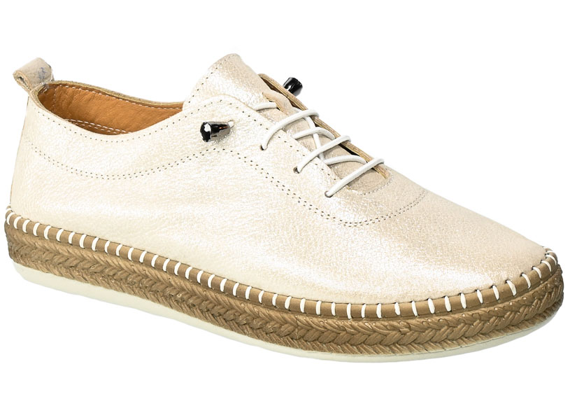 Beżowe Wygodne Skórzane Espadryle  Loretta Vitale 765 