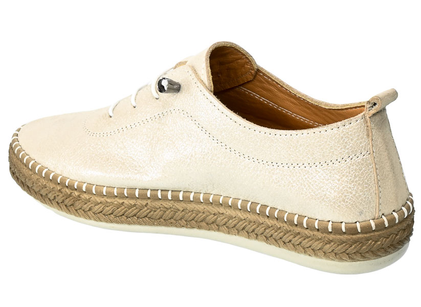 Beżowe Wygodne Skórzane Espadryle  Loretta Vitale 765 