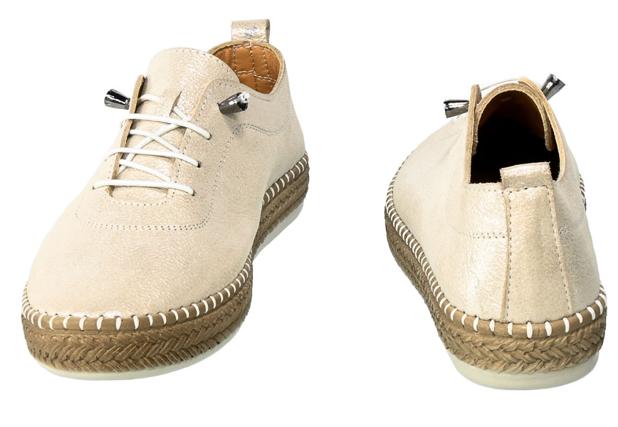Beżowe Wygodne Skórzane Espadryle  Loretta Vitale 765 