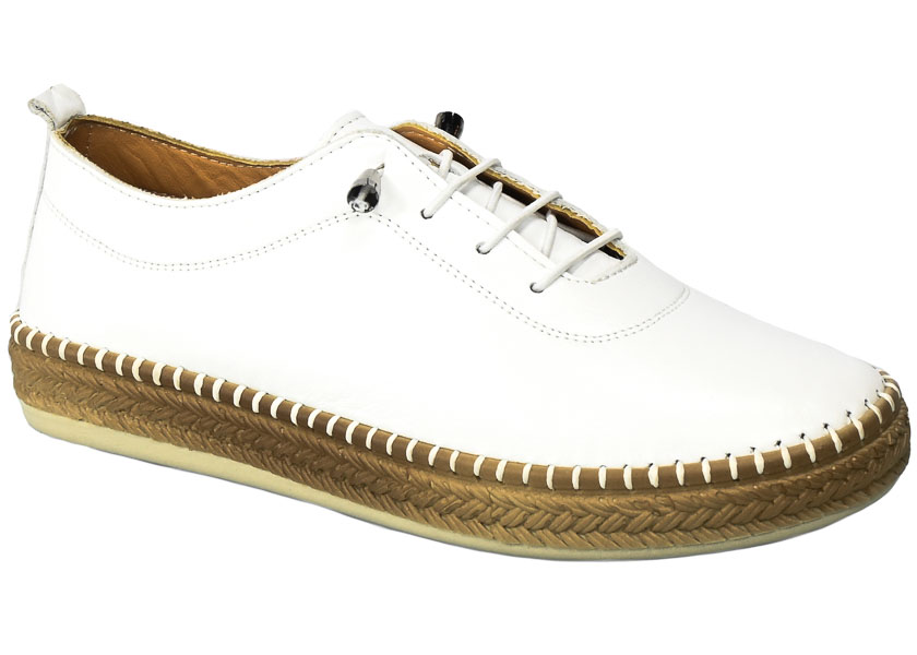 Białe Wygodne Skórzane Espadryle  Loretta Vitale 765 