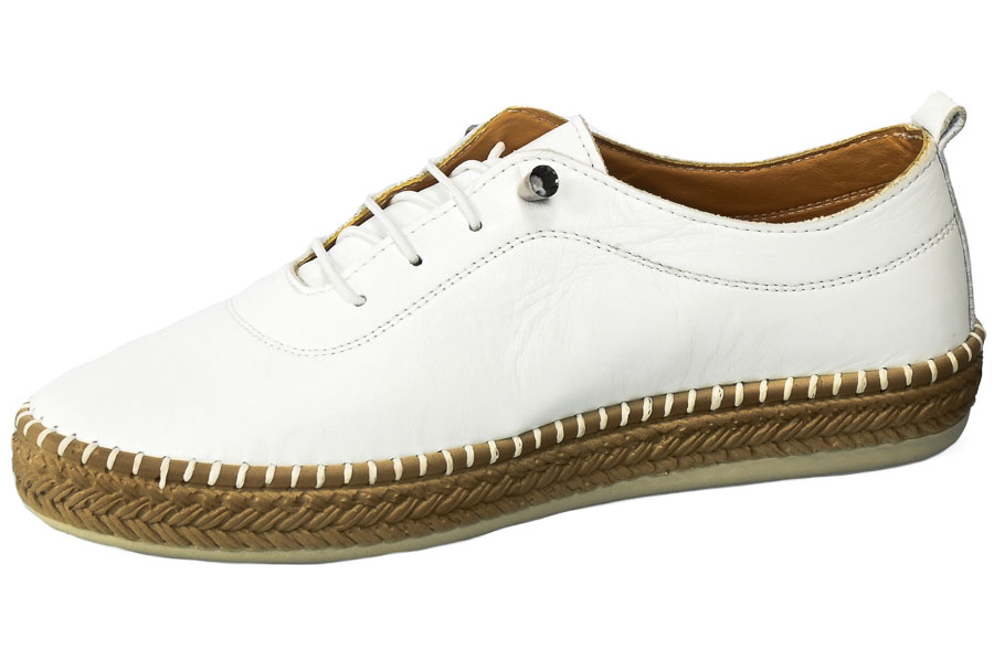 Białe Wygodne Skórzane Espadryle  Loretta Vitale 765 