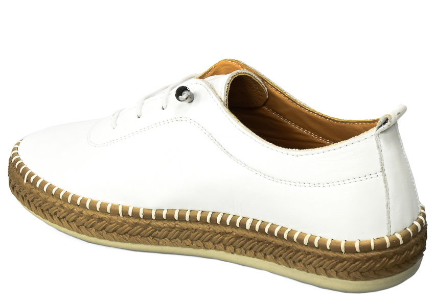 Białe Wygodne Skórzane Espadryle  Loretta Vitale 765 