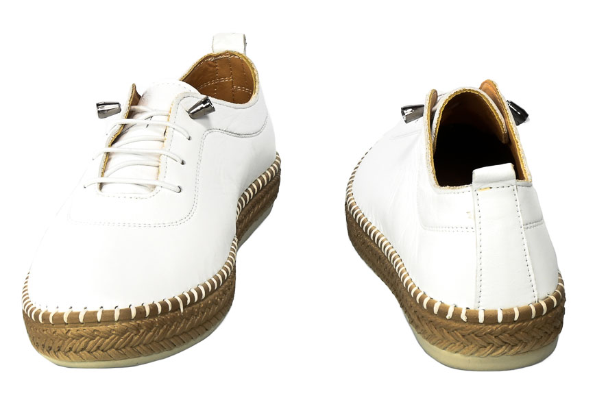 Białe Wygodne Skórzane Espadryle  Loretta Vitale 765 