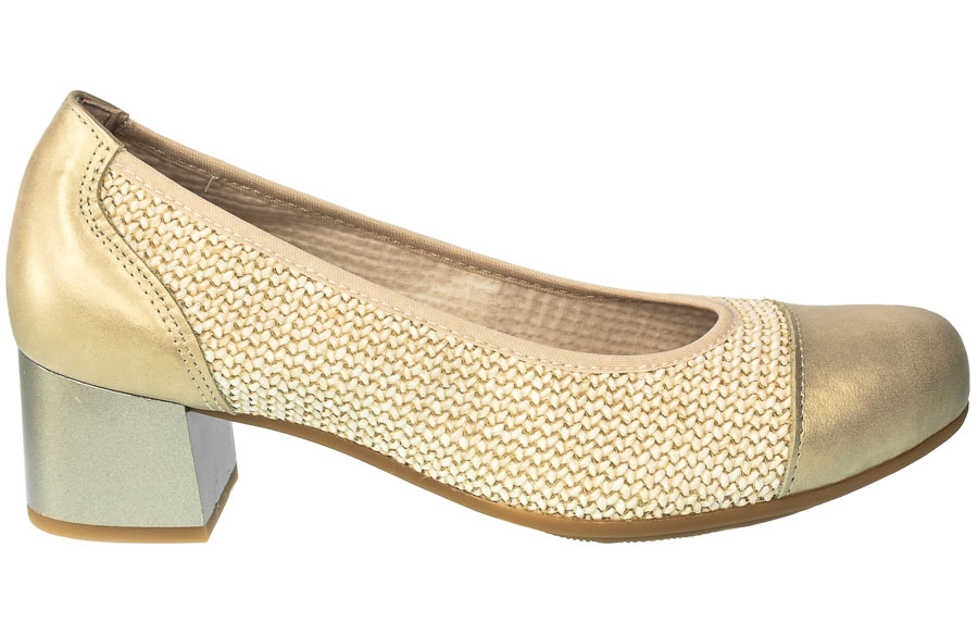 Wygodne na Stabilnym Obcasie Czółenka Pitillos 5091 Oro-Beige