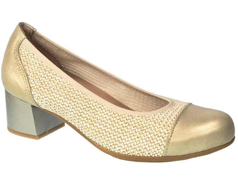Wygodne na Stabilnym Obcasie Czółenka Pitillos 5091 Oro-Beige