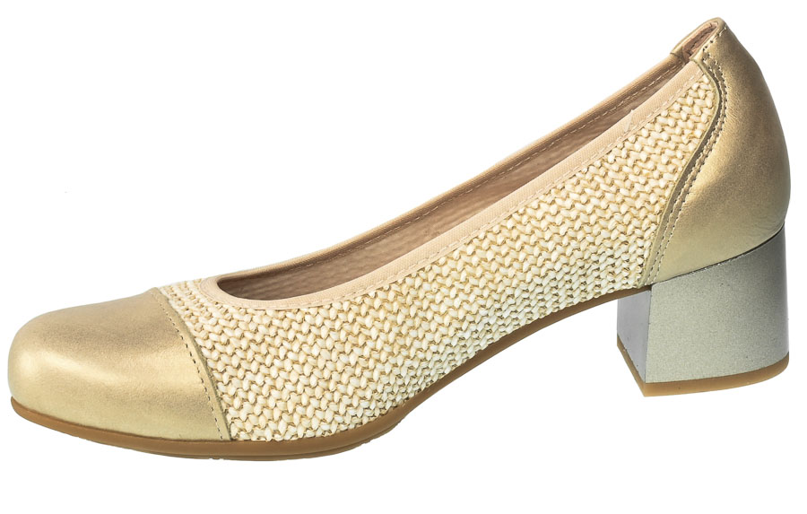 Wygodne na Stabilnym Obcasie Czółenka Pitillos 5091 Oro-Beige