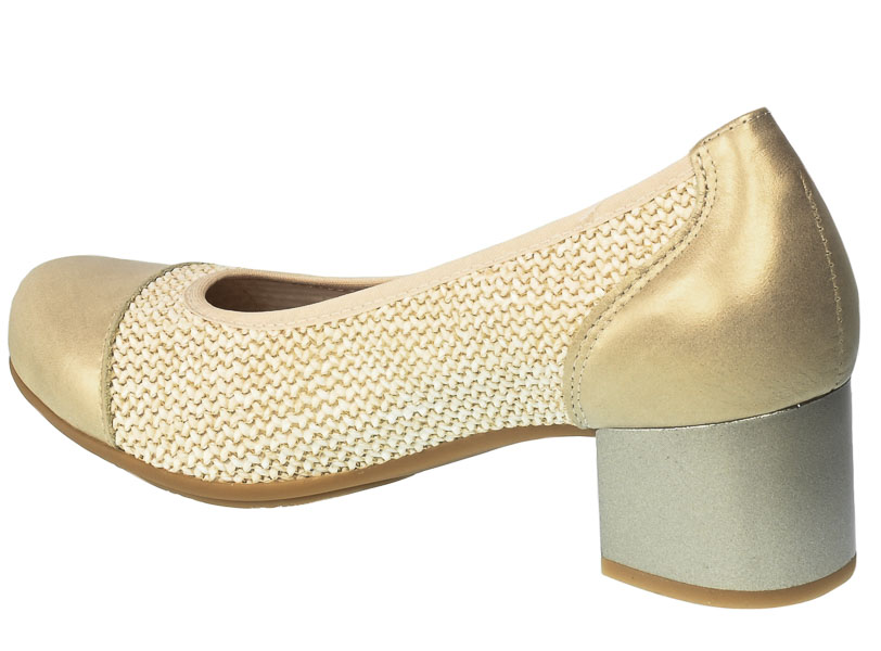 Wygodne na Stabilnym Obcasie Czółenka Pitillos 5091 Oro-Beige