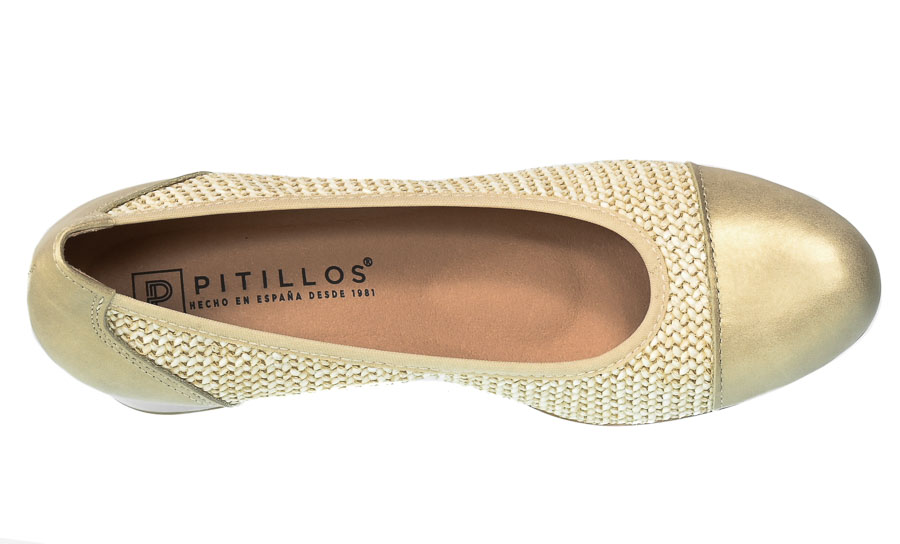 Wygodne na Stabilnym Obcasie Czółenka Pitillos 5091 Oro-Beige