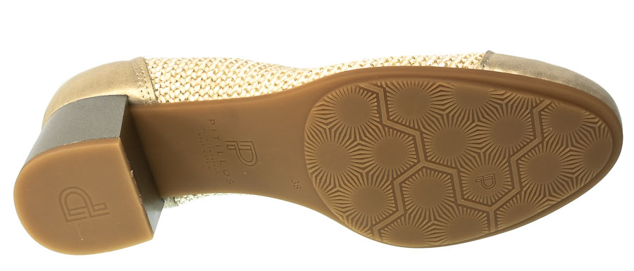 Wygodne na Stabilnym Obcasie Czółenka Pitillos 5091 Oro-Beige