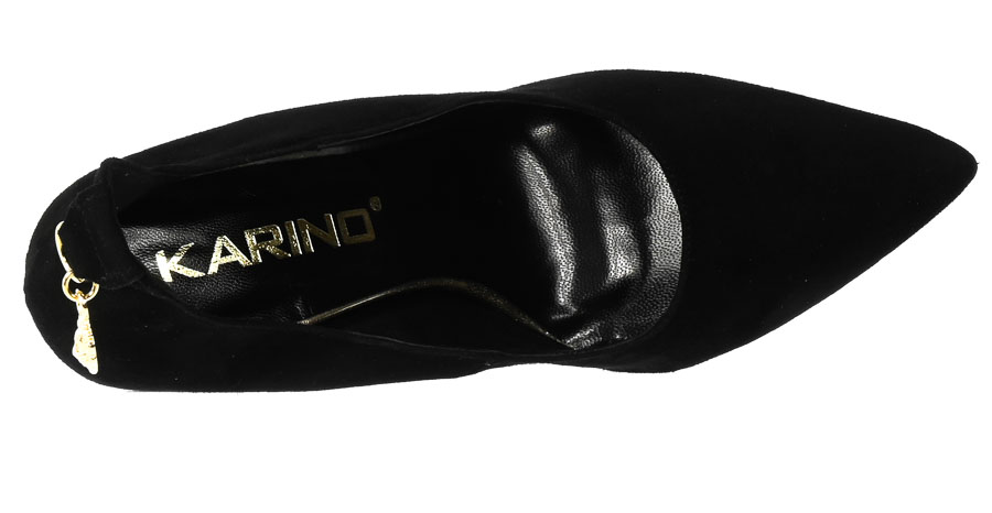 Szpilki Karino 4619-003 Czarna Skóra Welur