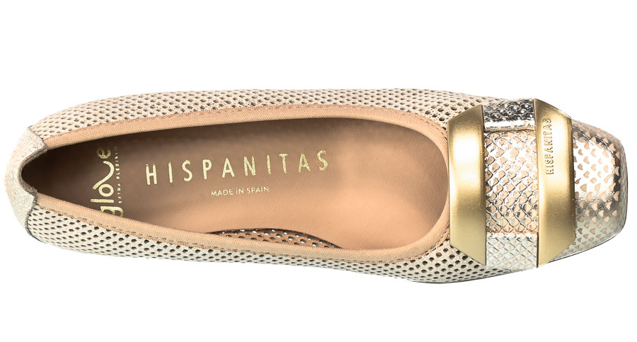 Czółenka Letnie Hispanitas HV 232760 Snake MET V23 Turron Różowe Skórzane 