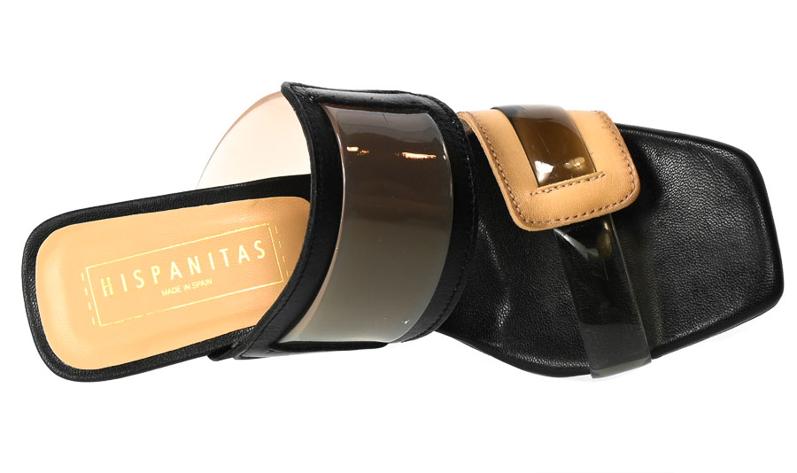 Klapki Hispanitas CHV232634 Soho V23 DBlack Skórzane Czarne 