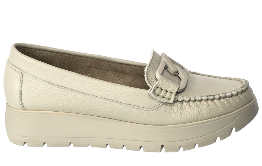 Mokasyny Lemar 10141 V.Taupe+K Beżowe Skórzane