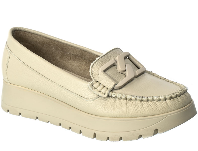 Mokasyny Lemar 10141 V.Taupe+K Beżowe Skórzane