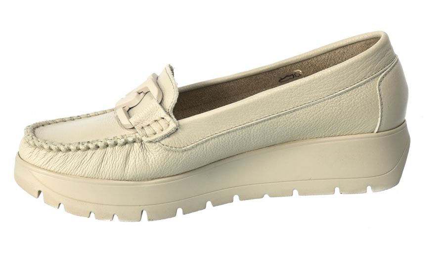 Mokasyny Lemar 10141 V.Taupe+K Beżowe Skórzane