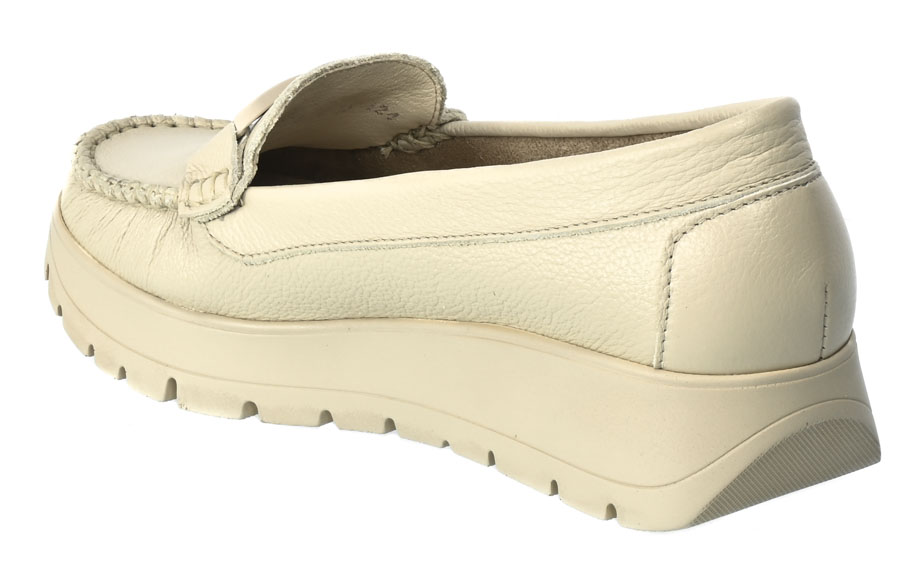 Mokasyny Lemar 10141 V.Taupe+K Beżowe Skórzane