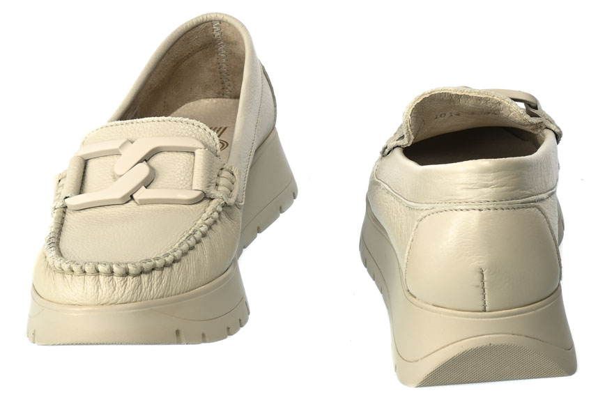 Mokasyny Lemar 10141 V.Taupe+K Beżowe Skórzane