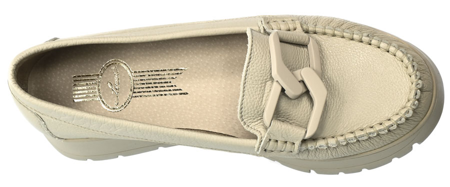 Mokasyny Lemar 10141 V.Taupe+K Beżowe Skórzane